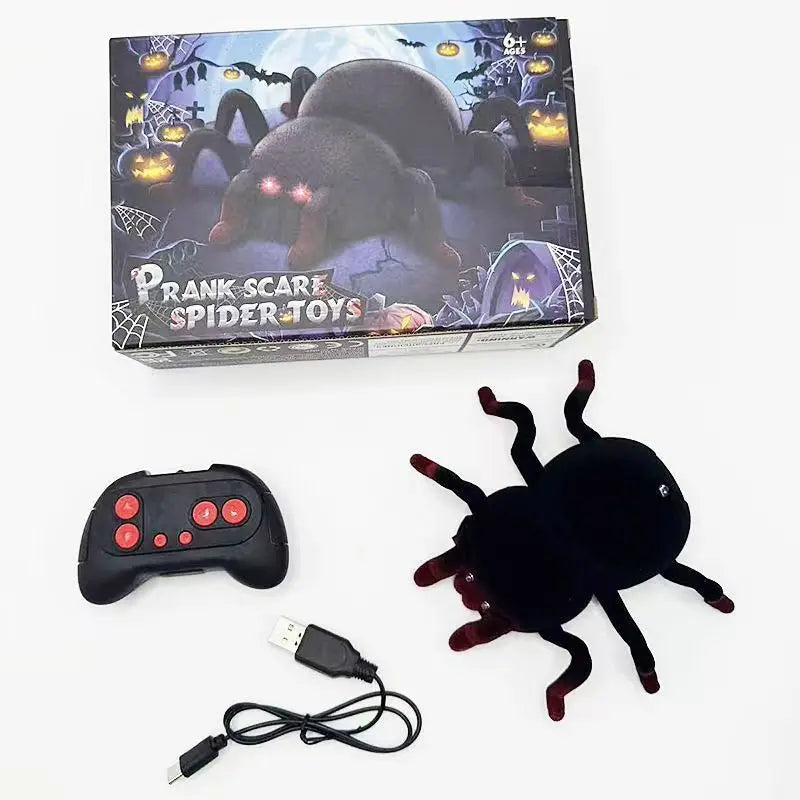 Remote Control Spider Toy, Rechargeable Wall Climbing Tarantula with Lights, Halloween Prank RC Animal Toys for Kids & Adults