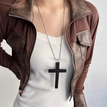 Wood Cross Pendant Necklace Unisex Fashion Accessory