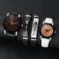 4 Pcs Set Fashion Couple Sports Watch Quartz Watch Luxury Leather Bracelet