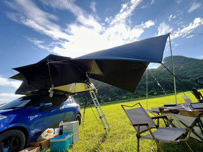 Car Side Awning With Suction Cup Anchors Black Waterproof UV Tent Shade