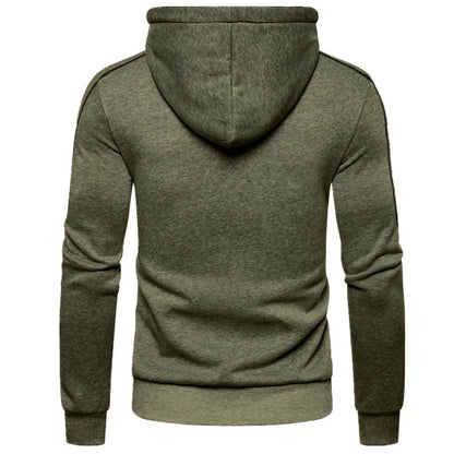 Color Block Hooded Sweatshirt For Men Fleece Polyester