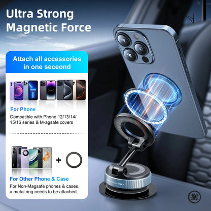 Car Phone Holder Vacuum Suction Cup 360-Degree Rotating Magnetic Universal Mount