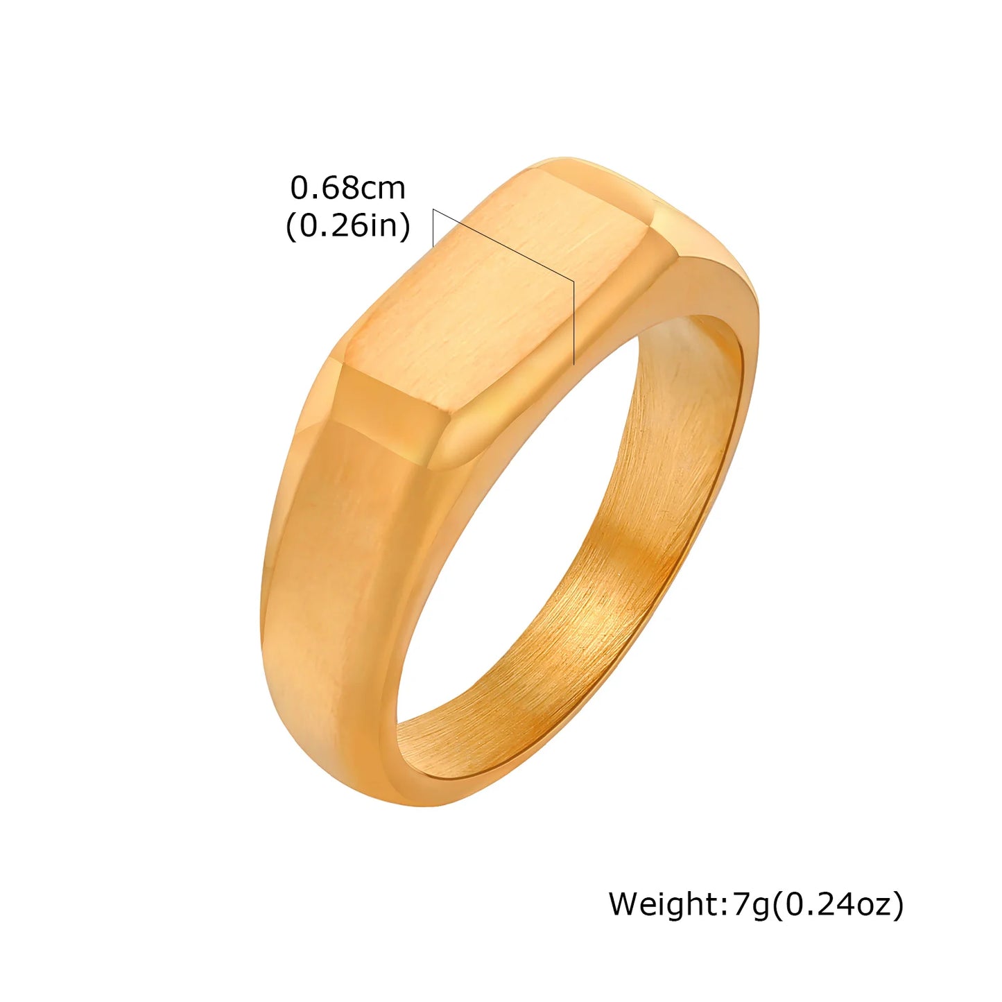 Plain Gold Stainless Steel Signet Ring – Unisex Chunky Ring