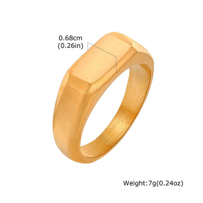 Gold-Plated Stainless Steel Signet Ring Unisex Chunky