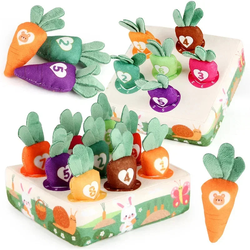 Baby Carrot Harvest Game Cotton Montessori Game Shape Color Classification Matching Puzzle Recognition 0-3 Baby Puzzle Toy