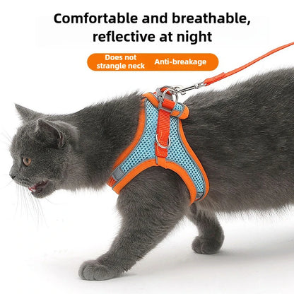 Cat Harness Vest Leash Set Adjustable Reflective Soft