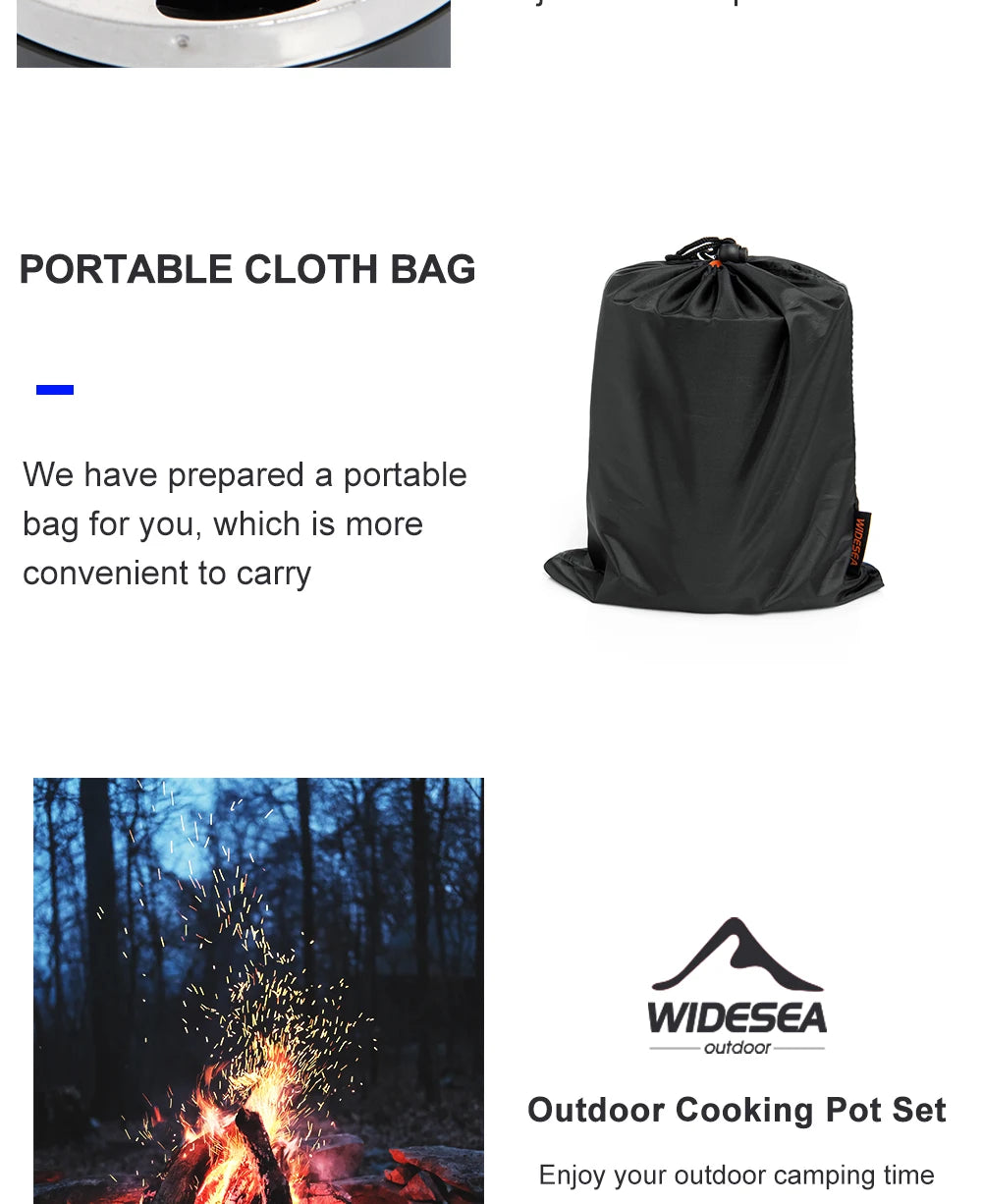 Widesea Camping Cooking System with Heat Exchanger Outdoor Gas Burner Stove Tourist Pot Set Cup Tableware Cookware Tourism Hike