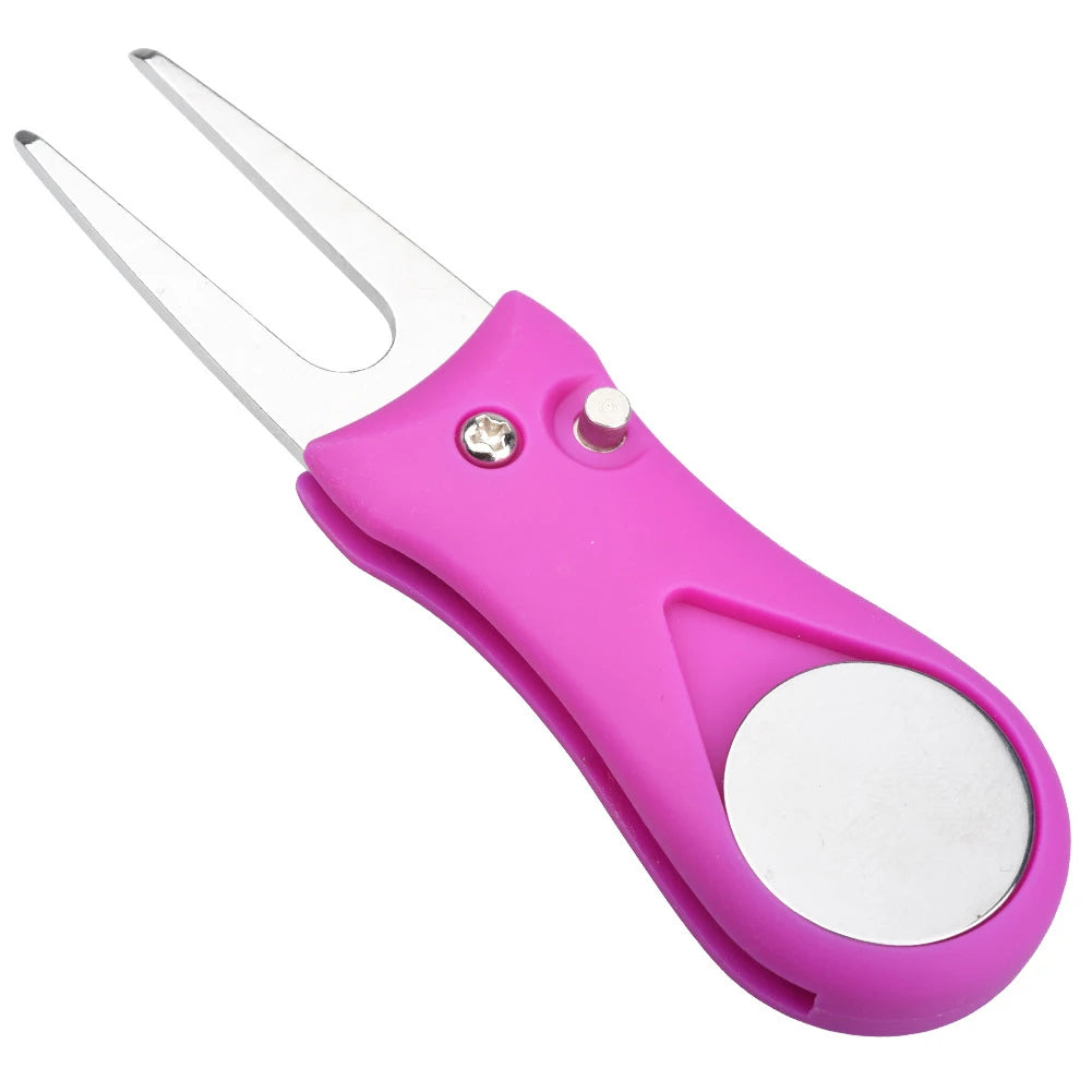 1pc Golf Divot Repair Tool With Ball Marker Pitch Mark Fork Golf Pitchfork Hot Sale Golf Accessories Putting Fork Golf Training