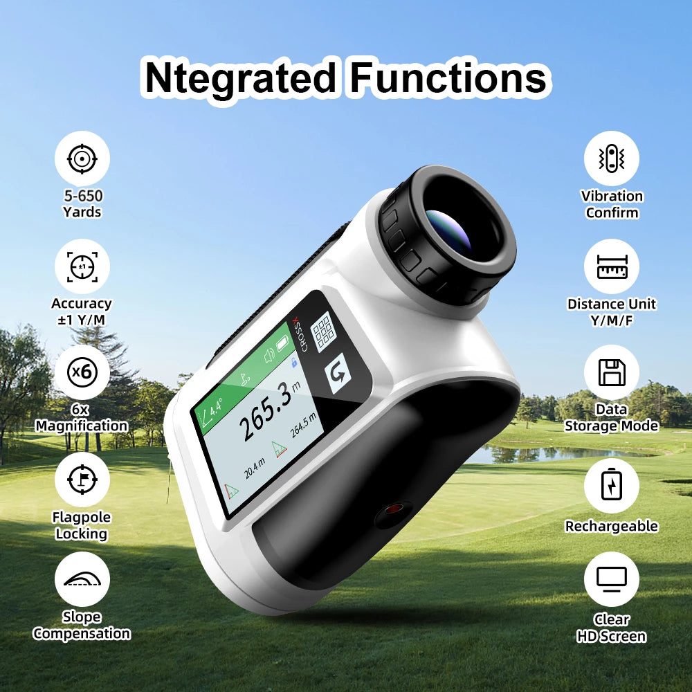 Laser Rangefinder with Slope Compensation 650Yards Golf Range Finder with Side Screen Display Flag Locking Vibration for Golfing