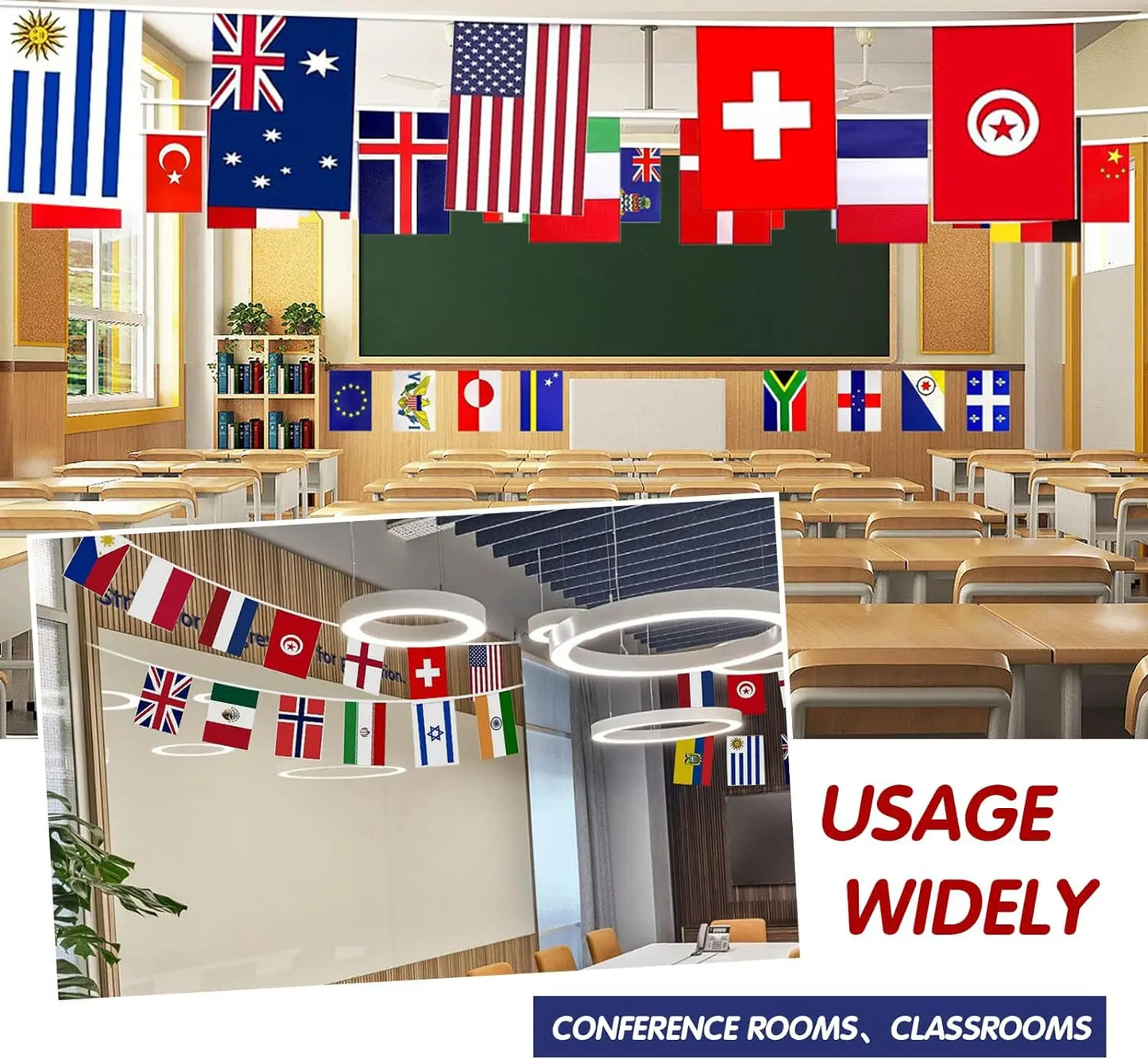 World Flags International Flags 100 Countries Hanging String Flags National Bunting Pennant Banner for Sports School Club