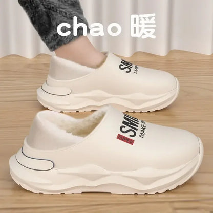 Mens Slippers Winter Warm Shearling Lining Indoor Outdoor Rubber Insole