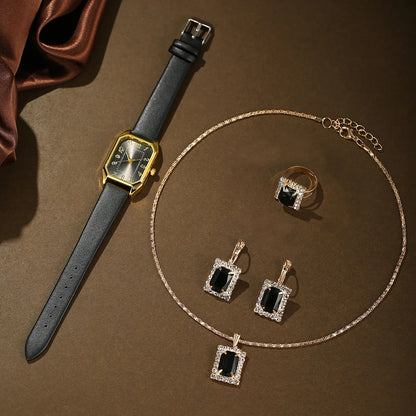 Fashionable Ladies Quartz Watch with Bracelet – Classic Square Design