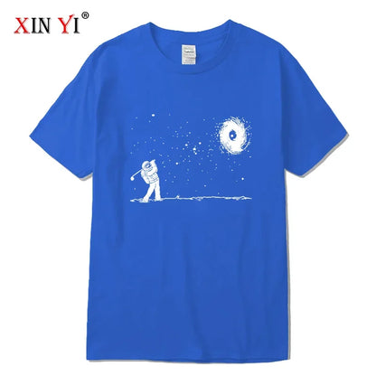 Men's 100 Percent Cotton Short Sleeve T Shirt with Astronaut Print