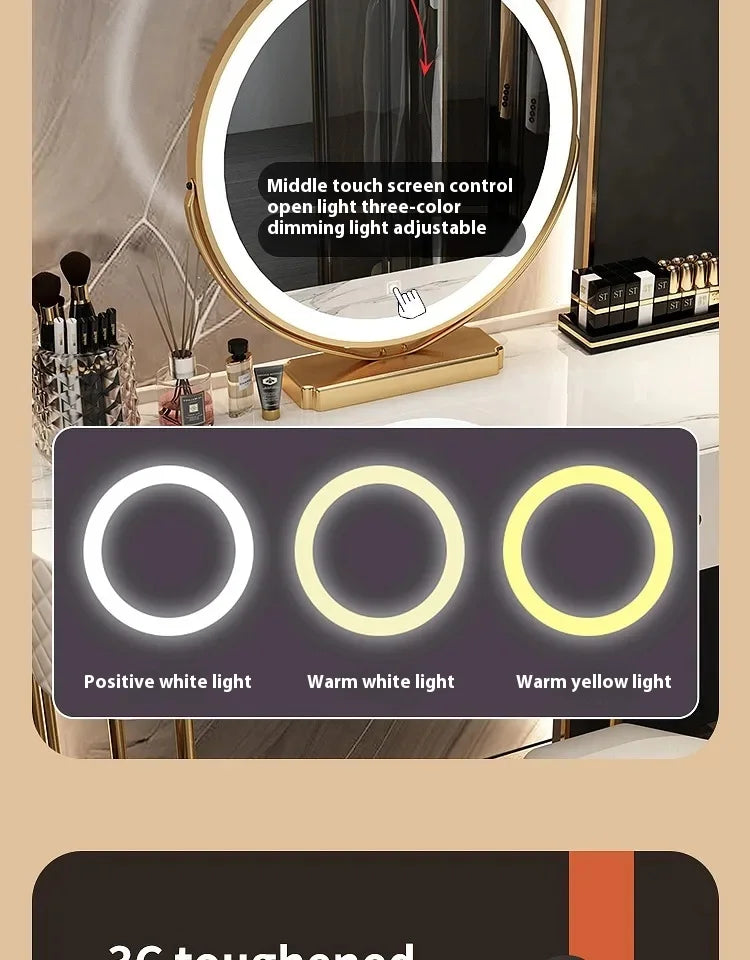 Makeup Luxury Dressing Table Mirror Led Light Salon White Dressing Table Storage Bedroom Comoda Pra Quarto Home Furniture