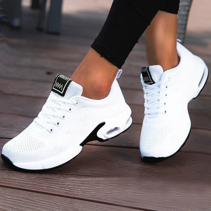 Women Mesh Breathable Platform Casual Sneakers Lace Up Running Shoes Rubber Sole