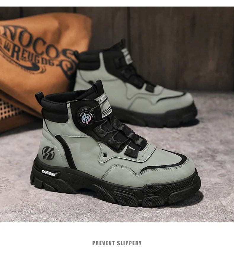 Winter Leather Boots Ankle Outdoor Work Chelsea Style