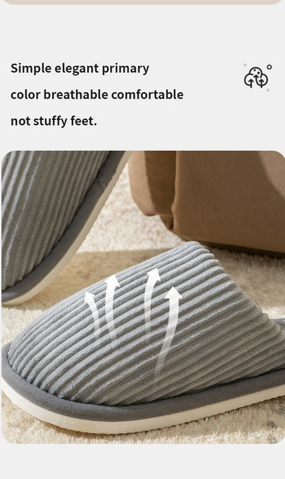 Plush Winter Men Slippers Non Slip Indoor Comfort Flat Heel