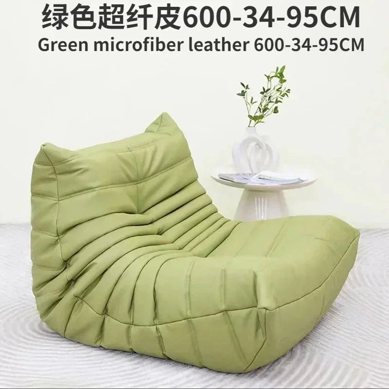 Single Casual Sofa Chair with Cat Scratch Leather Nordic Togo Lazy Caterpillar Sofa Bedroom Living Room Balcony Suede Sofa