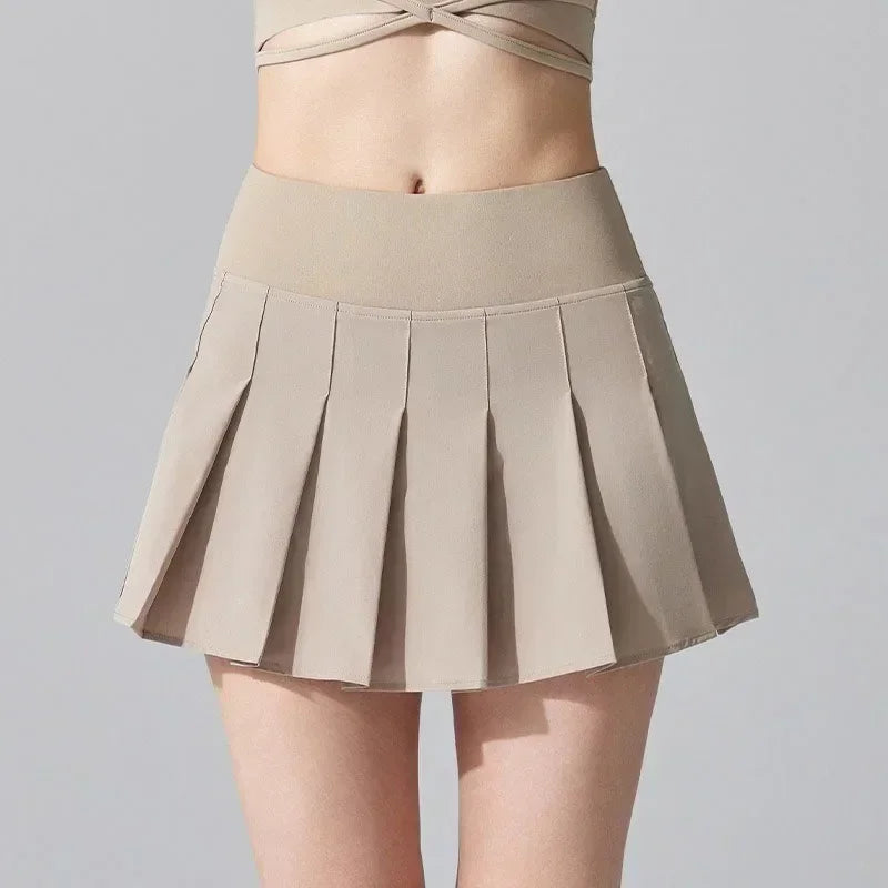 High Waist Slim Fit Pleated Skirt Running Sports Fitness Skirt Tennis Badminton Golf Short Skirt for Women