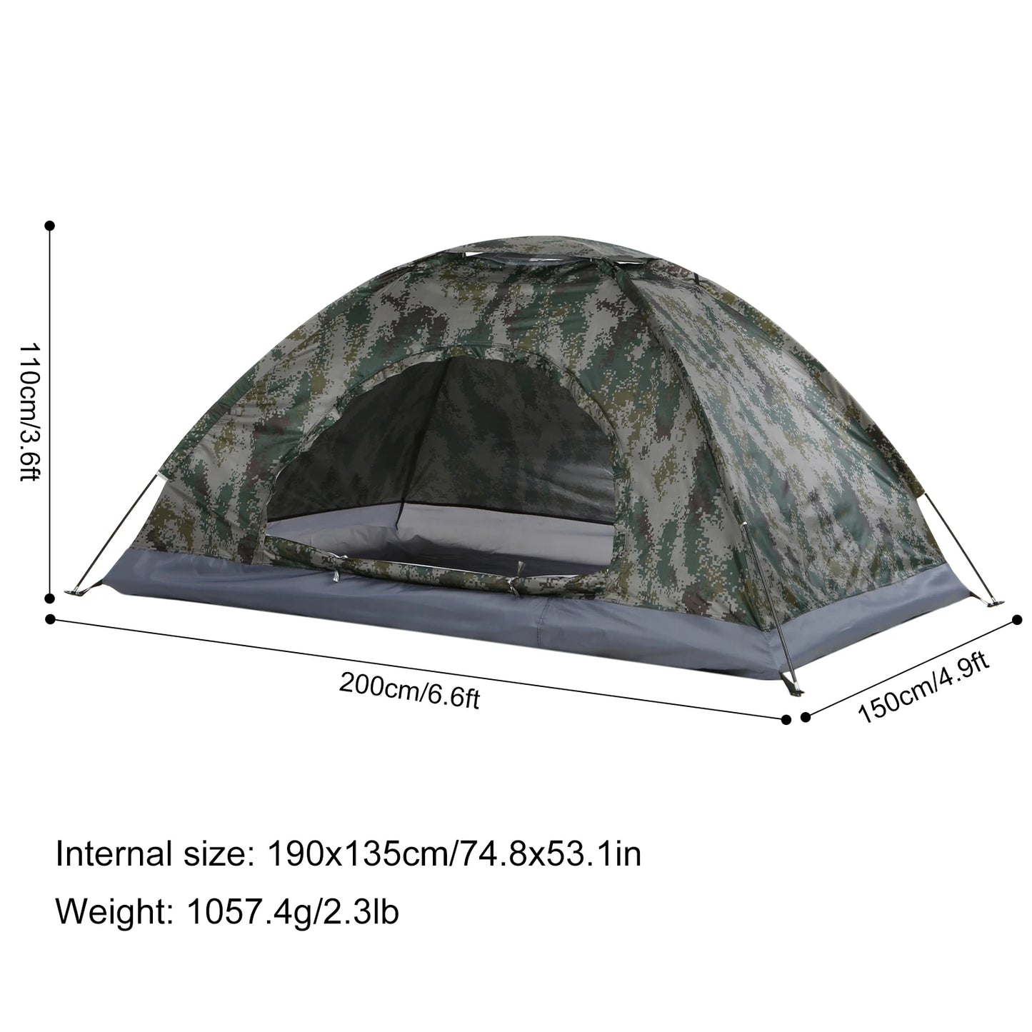 Two-Person Ultralight Camping Tent Nylon Single Layer UPF 30+
