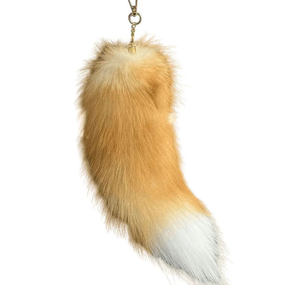 Fox Tail Keychain With Faux Fur And Zinc Alloy Attachment