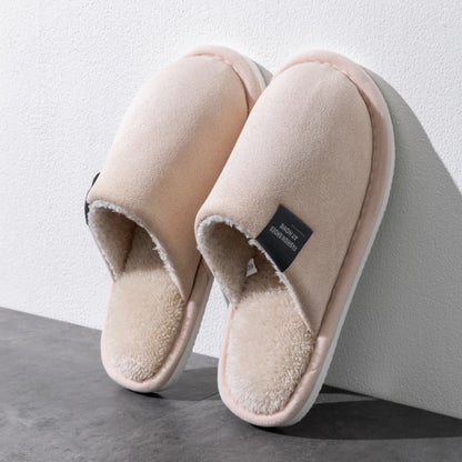 Men's Warm Plush Lined Indoor Slippers with Flat Heel