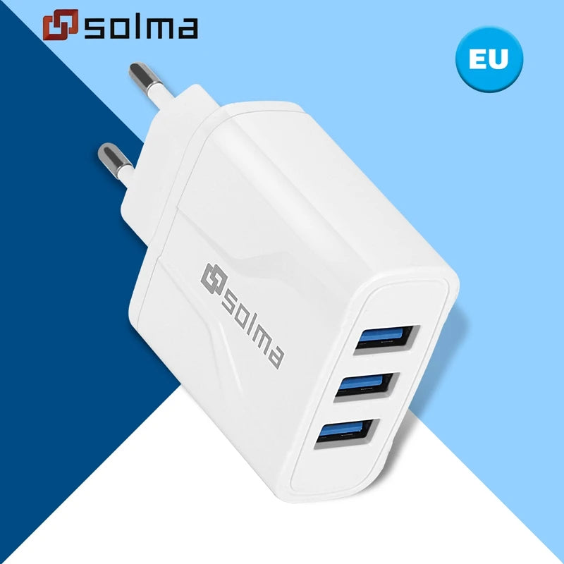 EU/US/UK  3 Ports USB Travel Charger Charge Wall Charging For iPhone Samsung Xiaomi Mobile Plug Charging Adapter