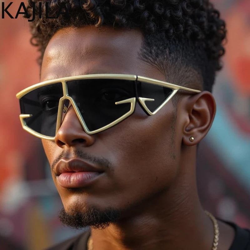 Y2K Punk Shield Sunglasses Square Frame UV400 Protection