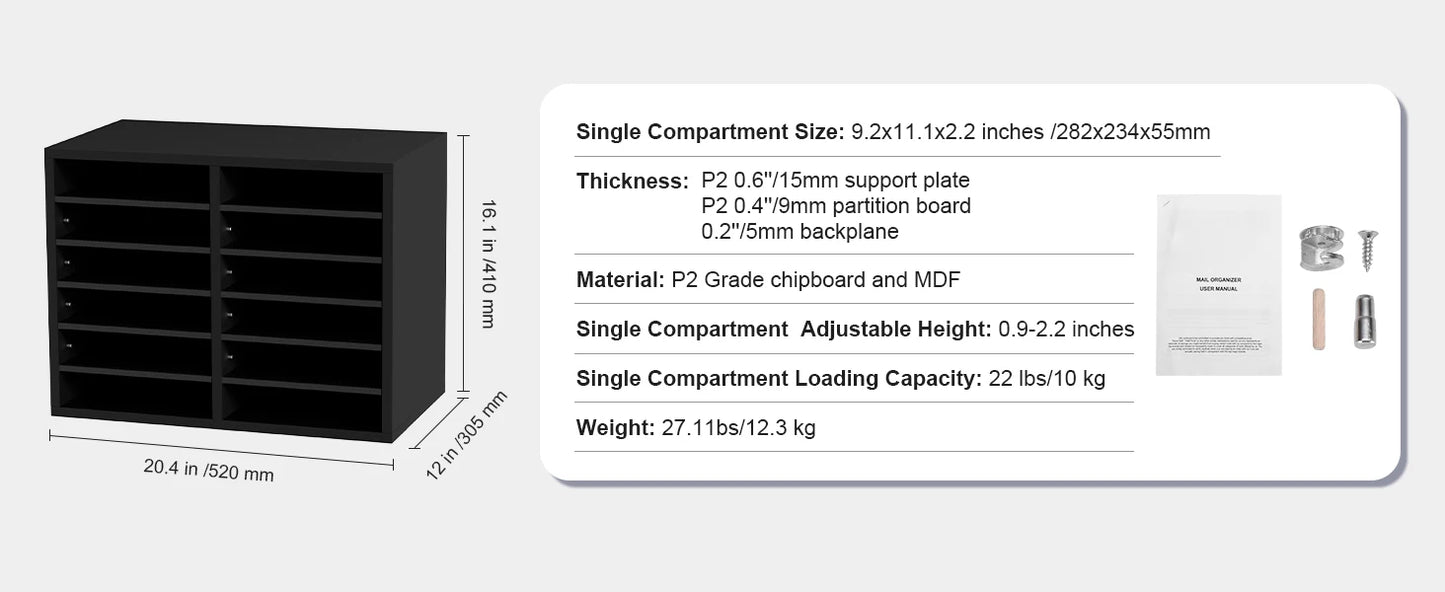 SucceBuy Literature Organizers with Adjustable Shelves Wood Literature Sorter for Office Home Classroom Mailrooms EPA Certified