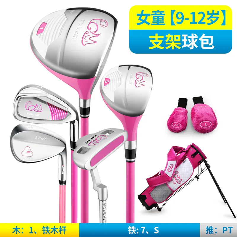 PGM 3-12 Years Old Kids Golf Club Set Children's Boy Girl Beginner's Golf Training Wood Iron Swing Putter Bag Gift JRTG007