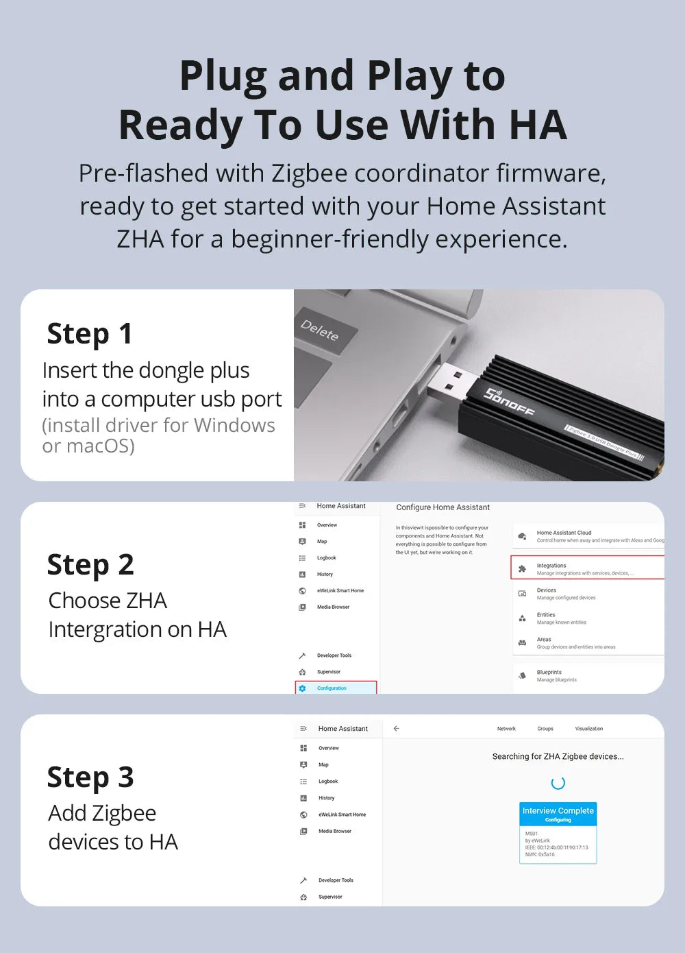 Sonoff Zigbee 3.0 Usb Dongle Plus ZBdongle-E Wireless Zigbee Gateway USB Interface Capture EFR32MG21 Google Home Voice Control