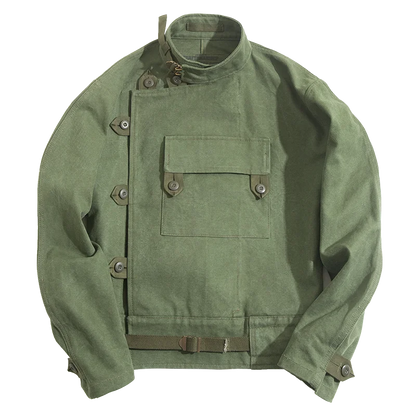 16oz Canvas Bomber Jacket for Men, Green, Pockets, Casual