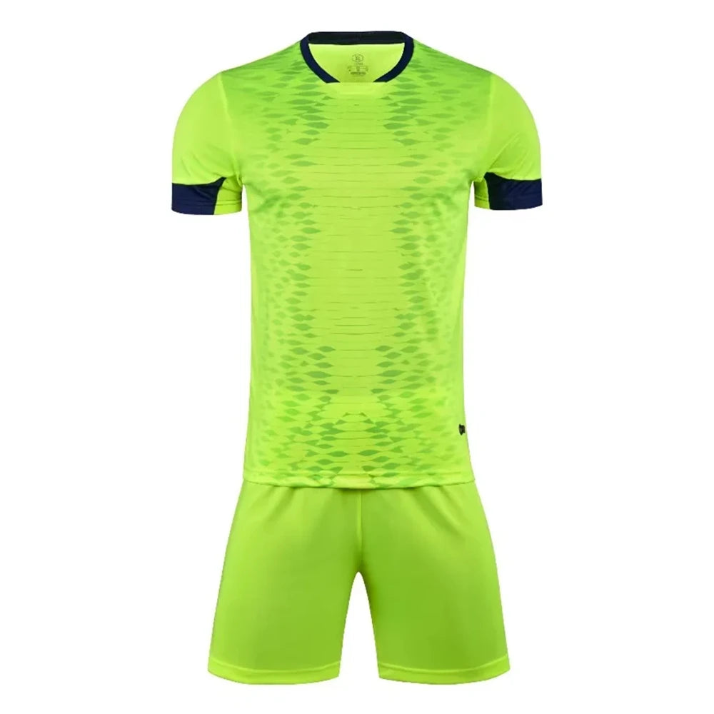 Mens Women Kids Soccer Set Short Sleeve Football Jerseys Uniforms Shirts Shorts Team Training Sport Kit Clothing Suit Breathable