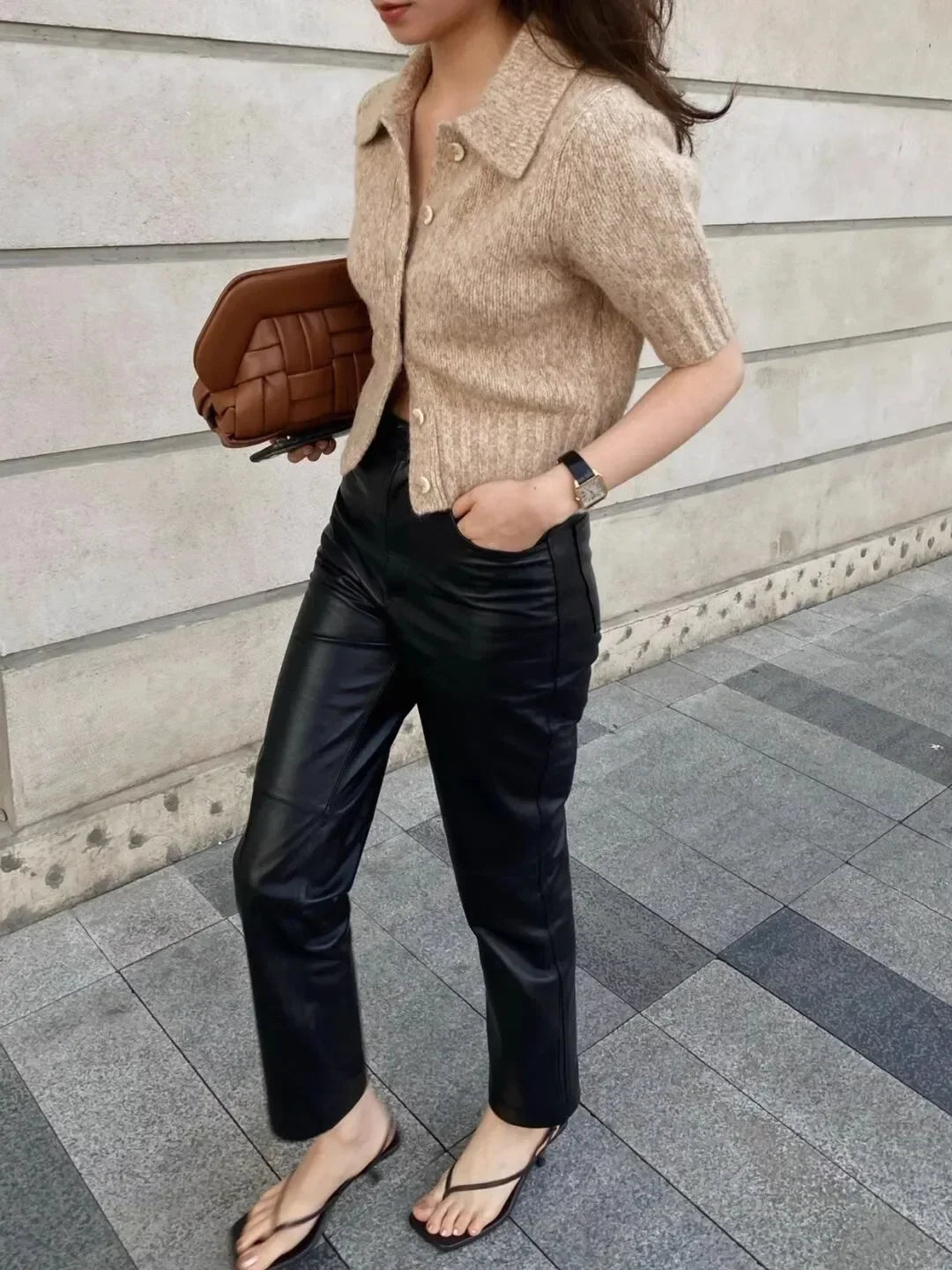 Retro Square Toe Clip Toe Sandals Kitten Heel Back Strap Brown Solid Concise French Style Sexy Fashion Women Shoes Summer Casual