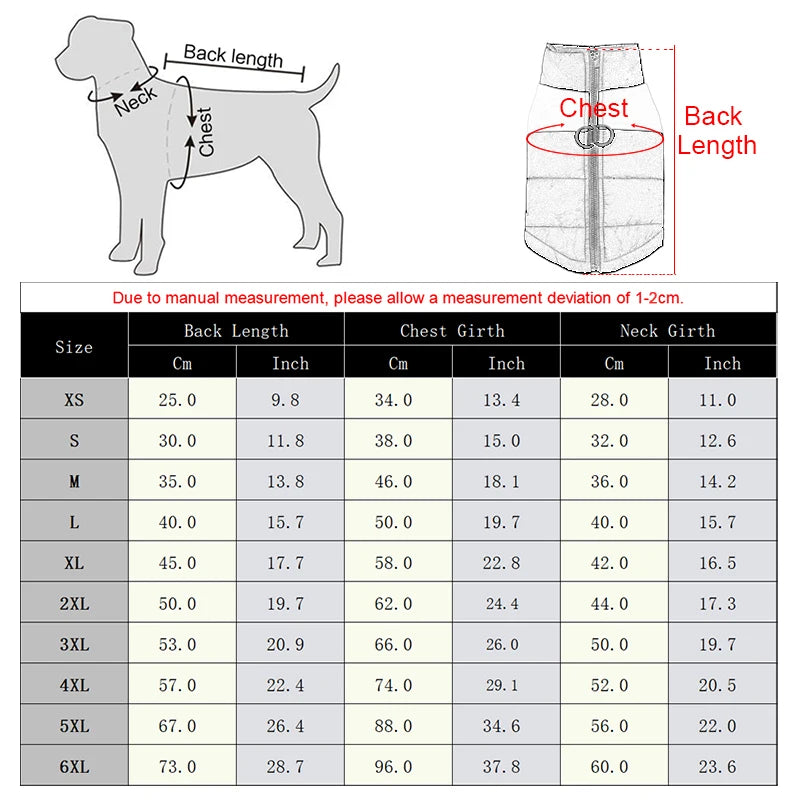 Winter Dog Coat Warm Waterproof Vest for Small, Medium & Large Dogs