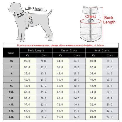 Winter Dog Coat Polyester Waterproof Vest For Small, Medium And Large Dogs