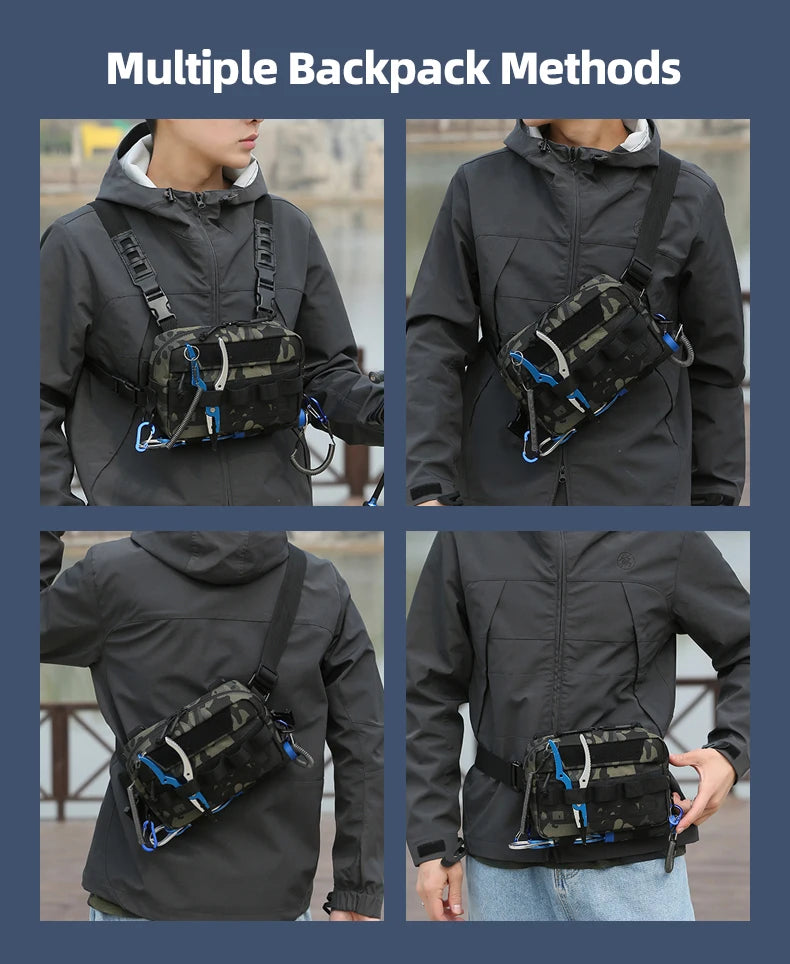 Fishing Vest Bag Men's Camo Fishing Lures Utility Tackle Chest Bags Waist Pack Outdoor Mountaineering Camping Hiking Hunting