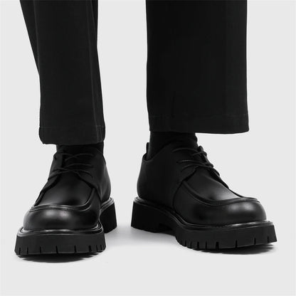 Leather Mens Breathable Handmade Casual Dress Shoes Lace Up Thick Sole