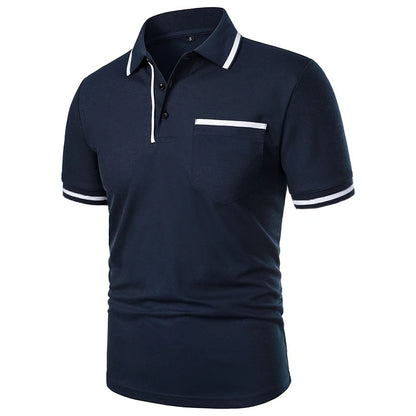 Men's Short Sleeve Polo Shirt Solid Polyester Breathable Casual