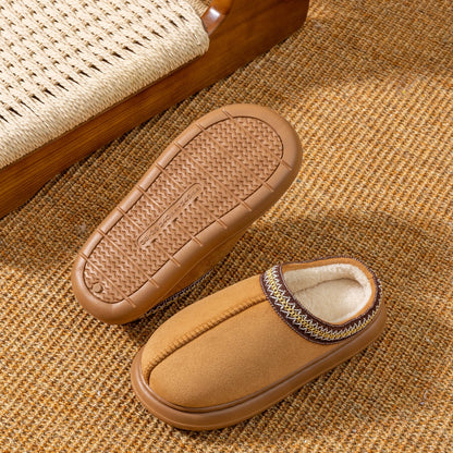 Mens Plush Fleece Lined Slippers With Thick EVA Sole Indoor Outdoor Non Slip