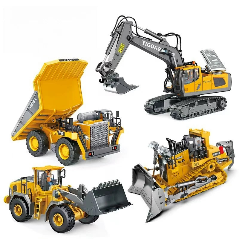 Remote Control Excavator Toy for Kids -2.4Ghz RC Construction Vehicle Truck Toy with Alloy Metal Cap, Light&Sound