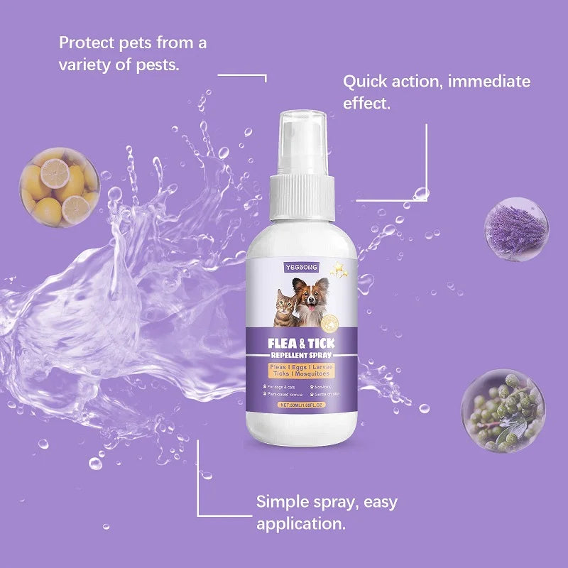 Pet Flea Tick Mites Repellent Shooting Spray with Natural Ingredients Essential Oils for Dogs and Cats External Insect Remover