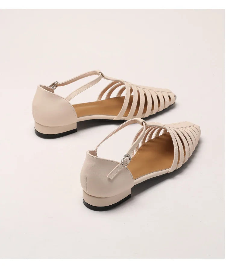 ZAROY Summer Cross Strap Flat Sandals Women Round Toe Ankle Buckle Hollow Casual Roman Sandalia Zapatos De Mujer сандали