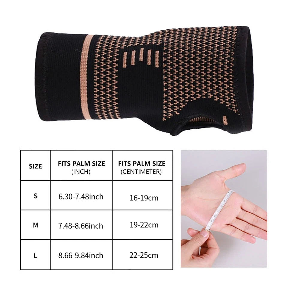 1Pcs Copper Fiber Bracer Wrist Elastic Sport Bandage Wristband Hand Gym Support Wrist Brace Wrap Tennis Fitness Powerlifting