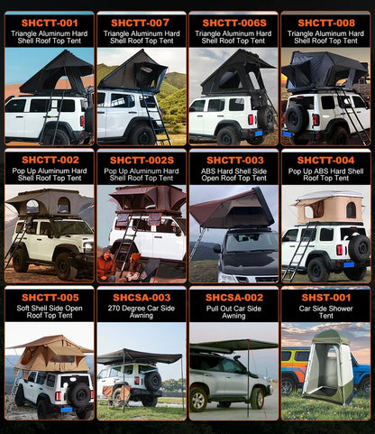 Aluminum Four-Person Rooftop Tent, Hard Shell, Closed Size 212x131x19 cm