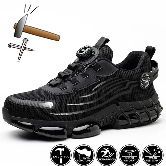 Rotating Button New Safety Shoes Men Anti-smash Anti-puncture Work Shoes Fashion Men Sport Shoes Security Protective Boots Men