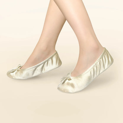 Women Ballet Flats Indoor Lightweight With Soft Foam Insole Bow Knot