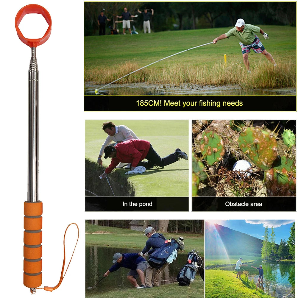 8.86 FT Stainless Ball Retriever Tool Telescopic Golf Ball Retriever Claw Sucker Tool Extendable Golf Ball Retriever for Golfer