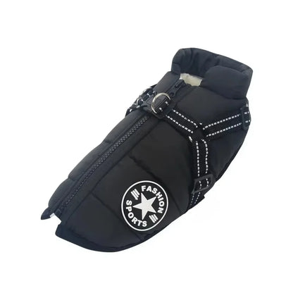 Winter Waterproof Dog Coat With Harness Cotton Inner Outer Layer For Dogs