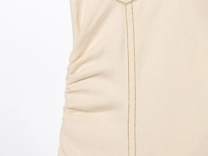 Denim Midi Dress For Women With Lapel And Side Zipper